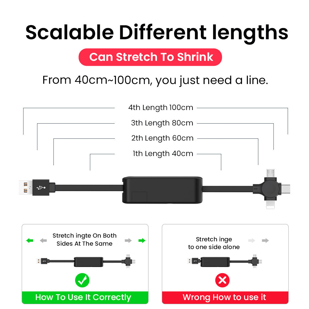 4 In 1 Retractable USB Cable